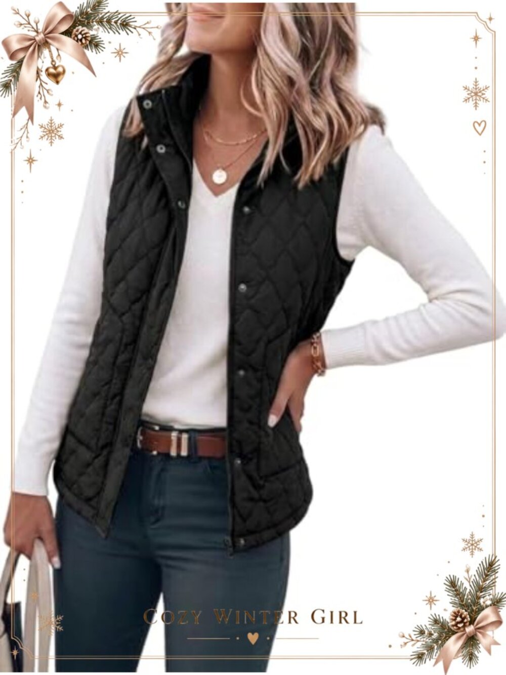 Womens Quilted Puffer Vest Sleeveless Zip Up Stand Collar Fall Winter